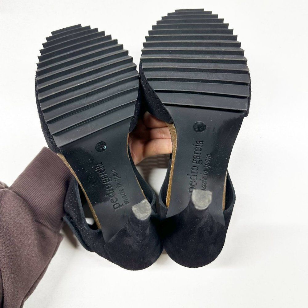 Pedro Garcia Petunia Perforated Heeled Sandals Womens Size 39 Black - Picture 7 of 10